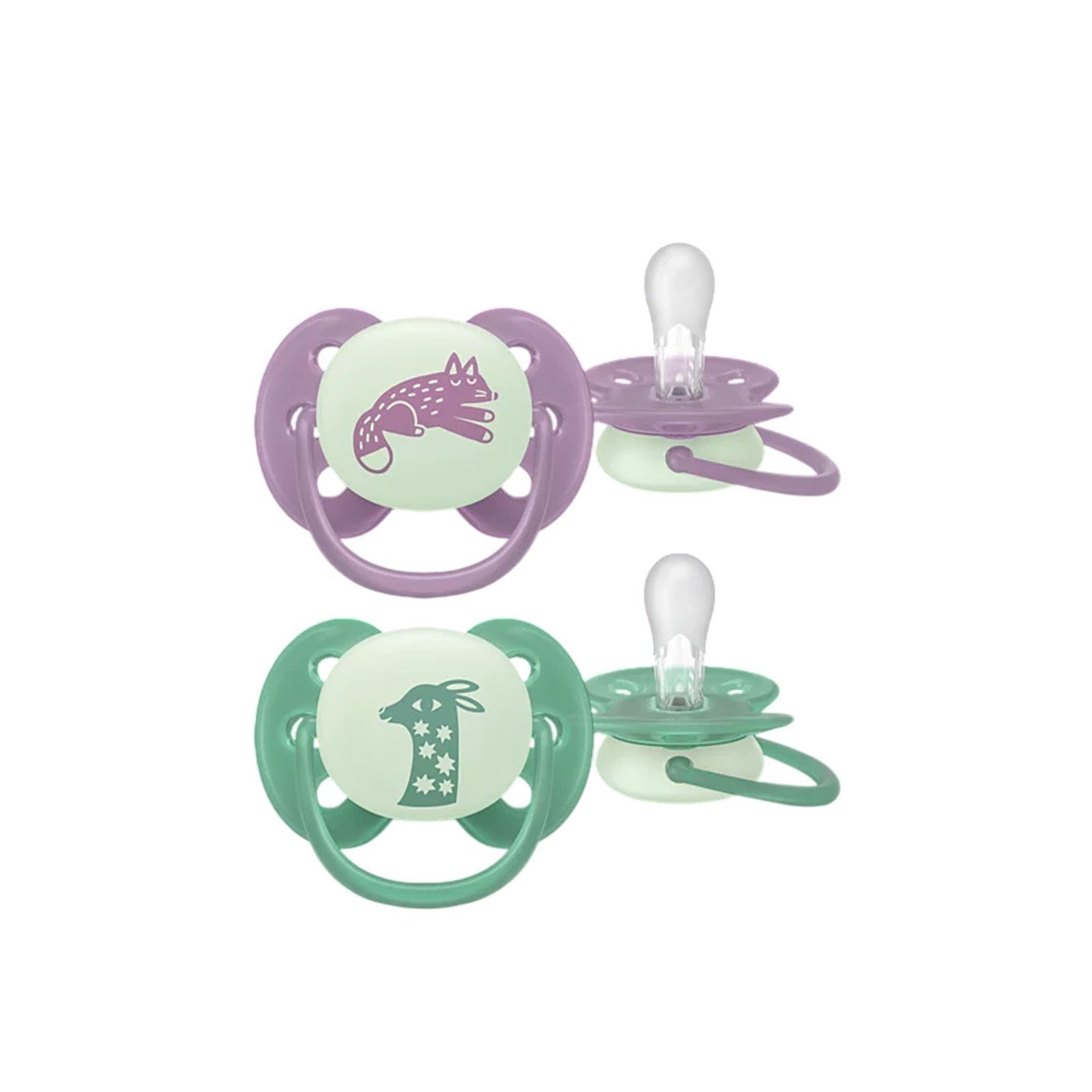 Philips Avent Ultra Soft Nighttime Pacifier 6-18m Girl x2