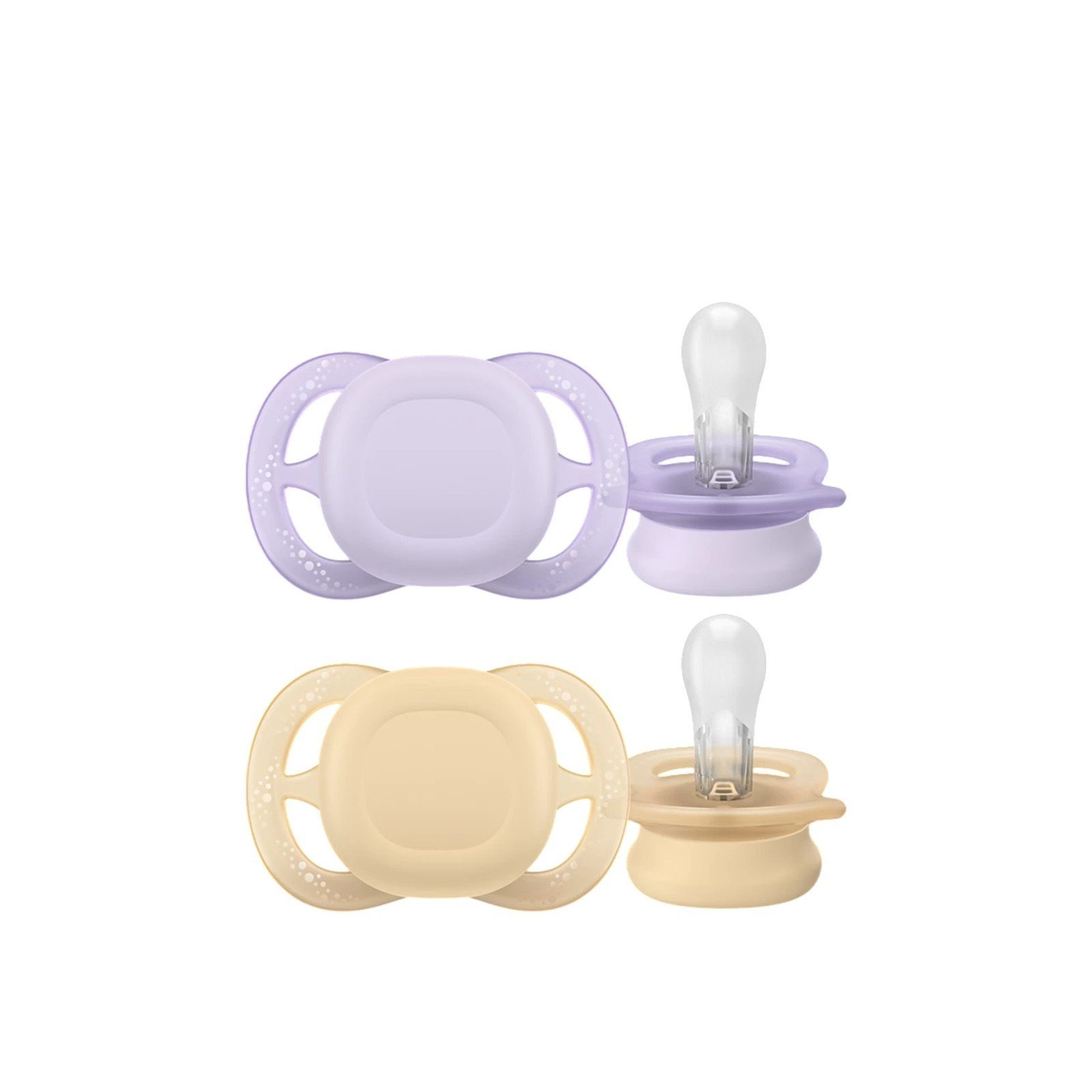 Philips Avent Ultra Start Pacifier 0-2m Purple/Yellow x2