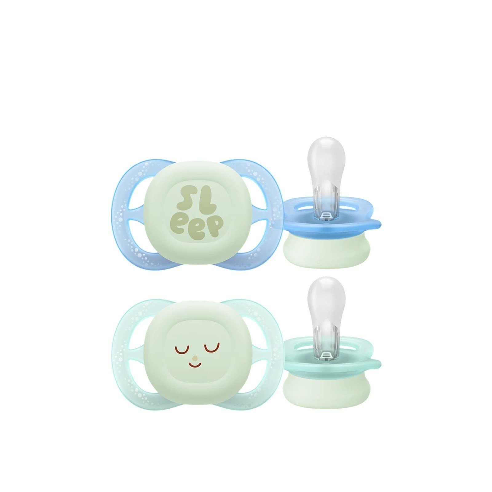 Philips Avent Ultra Start Night-time Pacifier 0-2m Green/Blue x2
