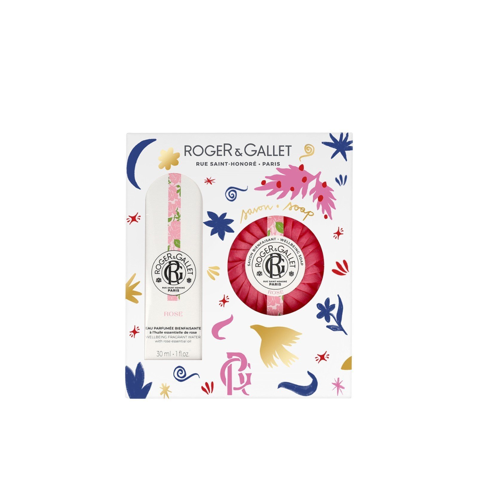 Roger&Gallet Rose Wellbeing Fragrant Water + Scented Soap Set