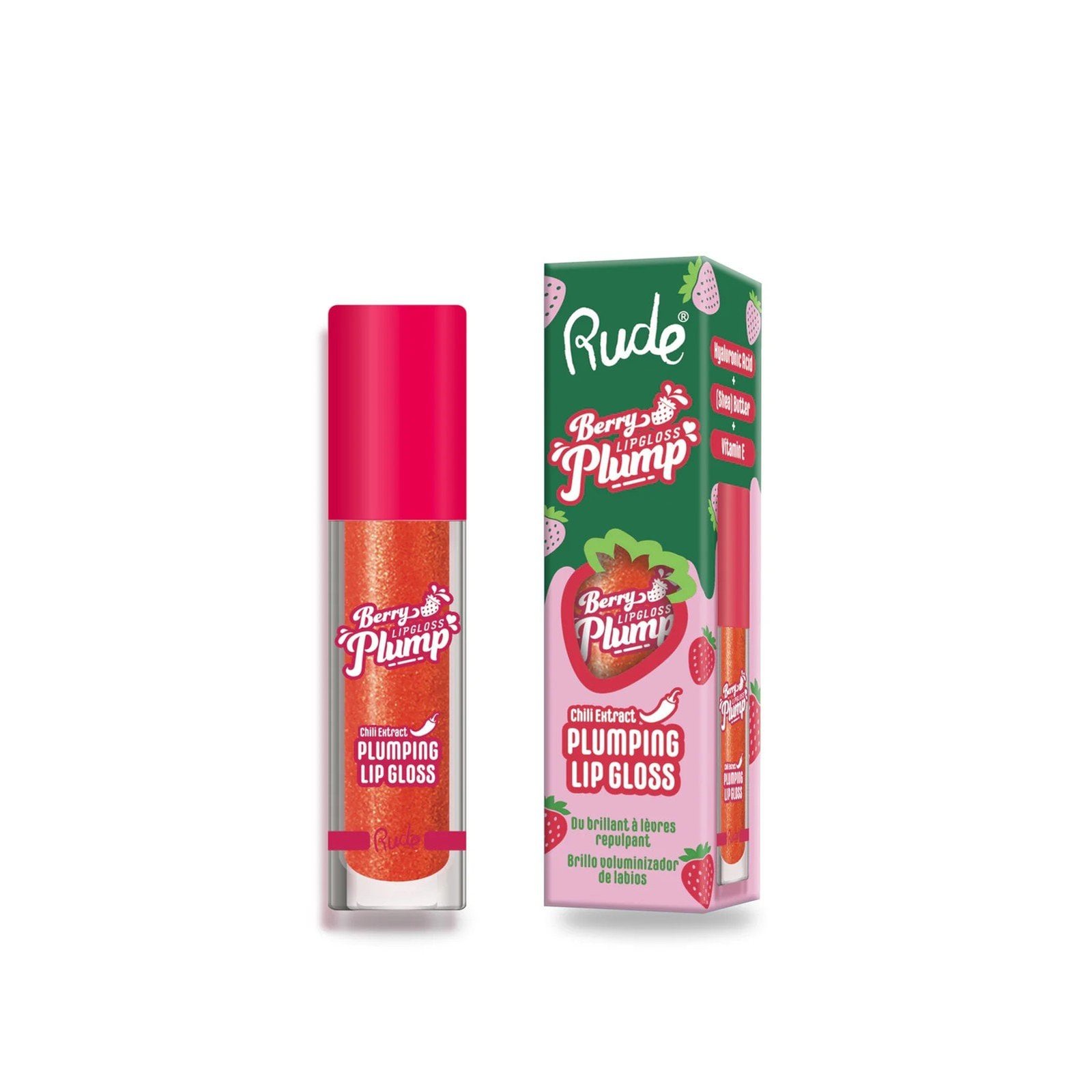 Rude Cosmetics Berry Plump Plumping Lip Gloss Cherry Bomb 4ml (0.135floz)