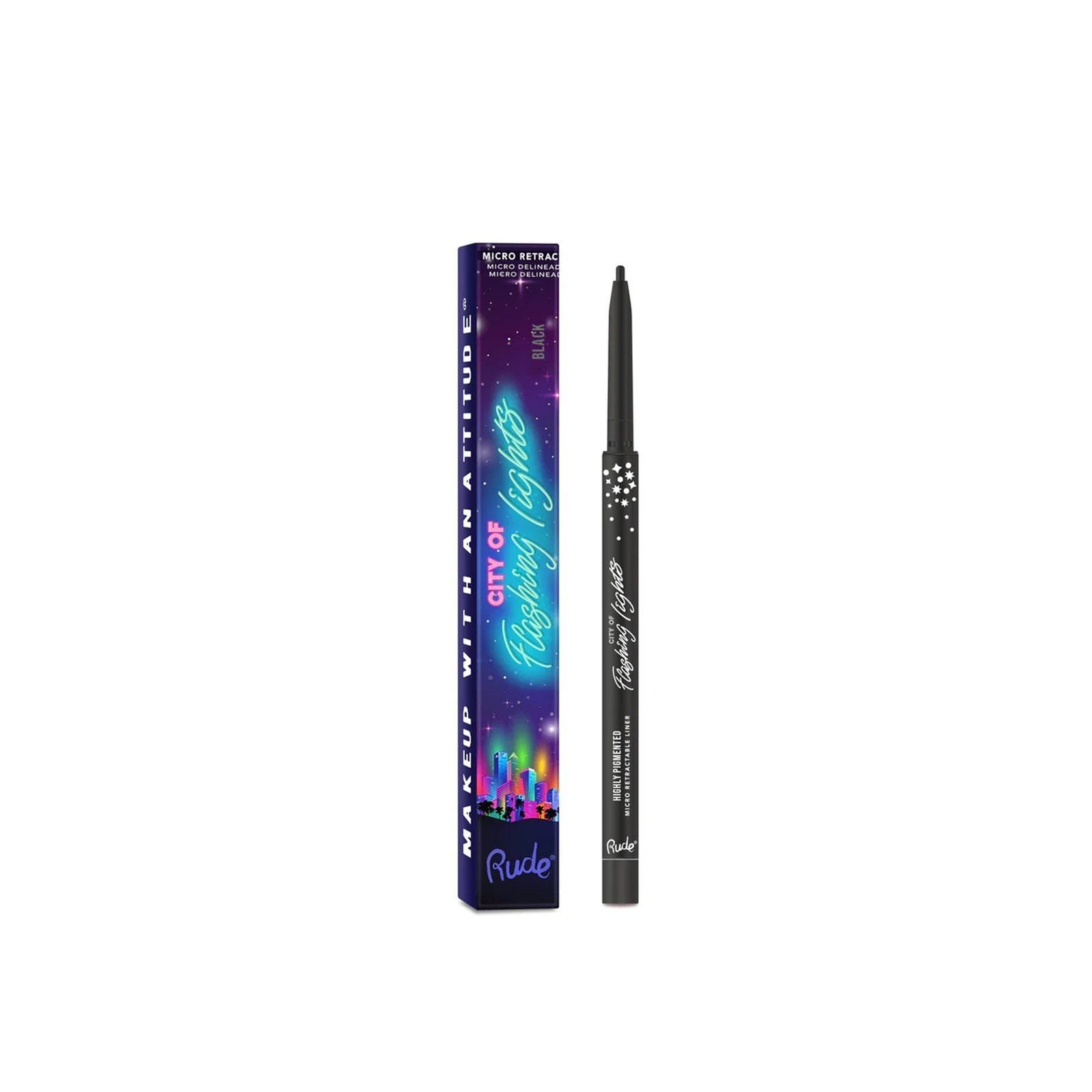 Rude Cosmetics City of Flashing Lights Highly Pigmented Micro Retractable Liner Black 0.1g
