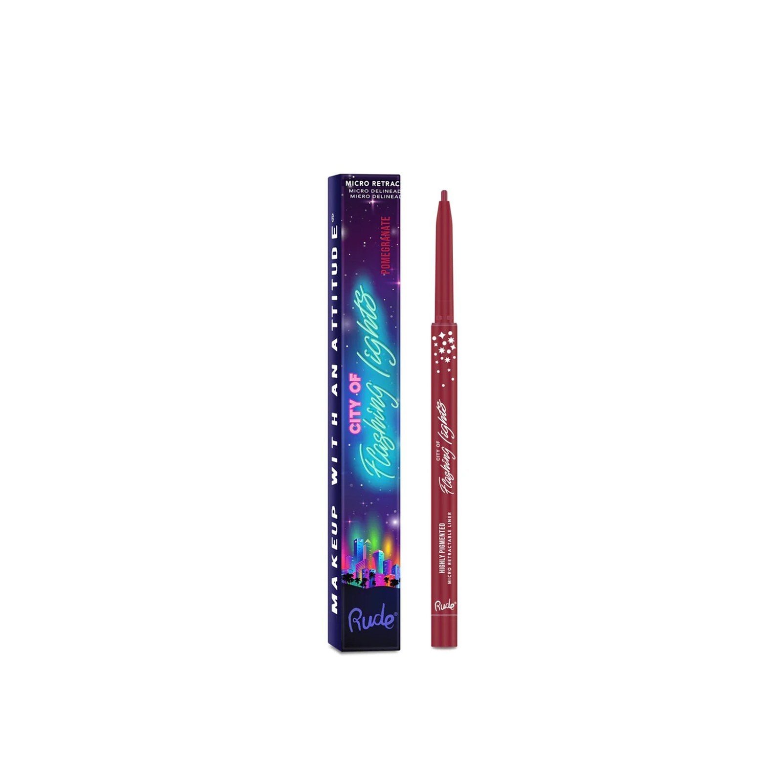 Rude Cosmetics City of Flashing Lights Highly Pigmented Micro Retractable Liner Pomegranate 0.1g