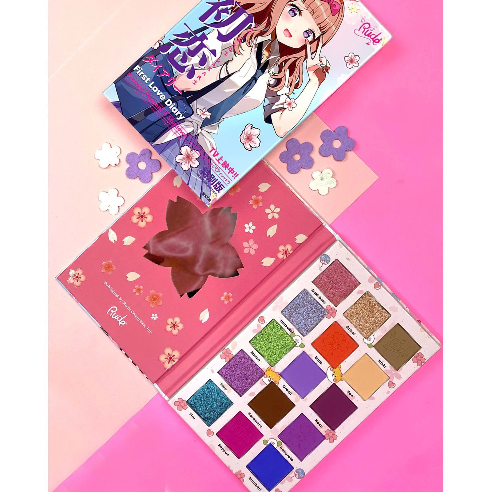 Rude Cosmetics Manga Collection Pressed Pigments & Shadows Palette First Love Diary