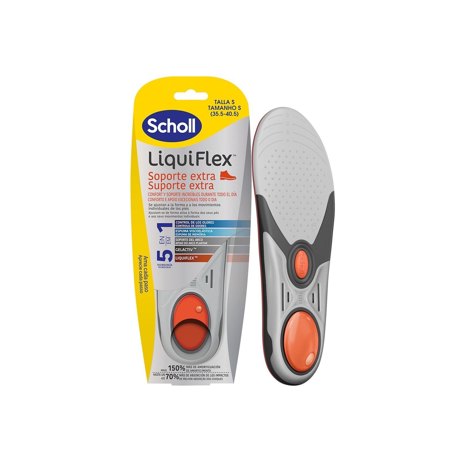 Scholl LiquiFlex 5-In-1 Extra Support Insoles S x2