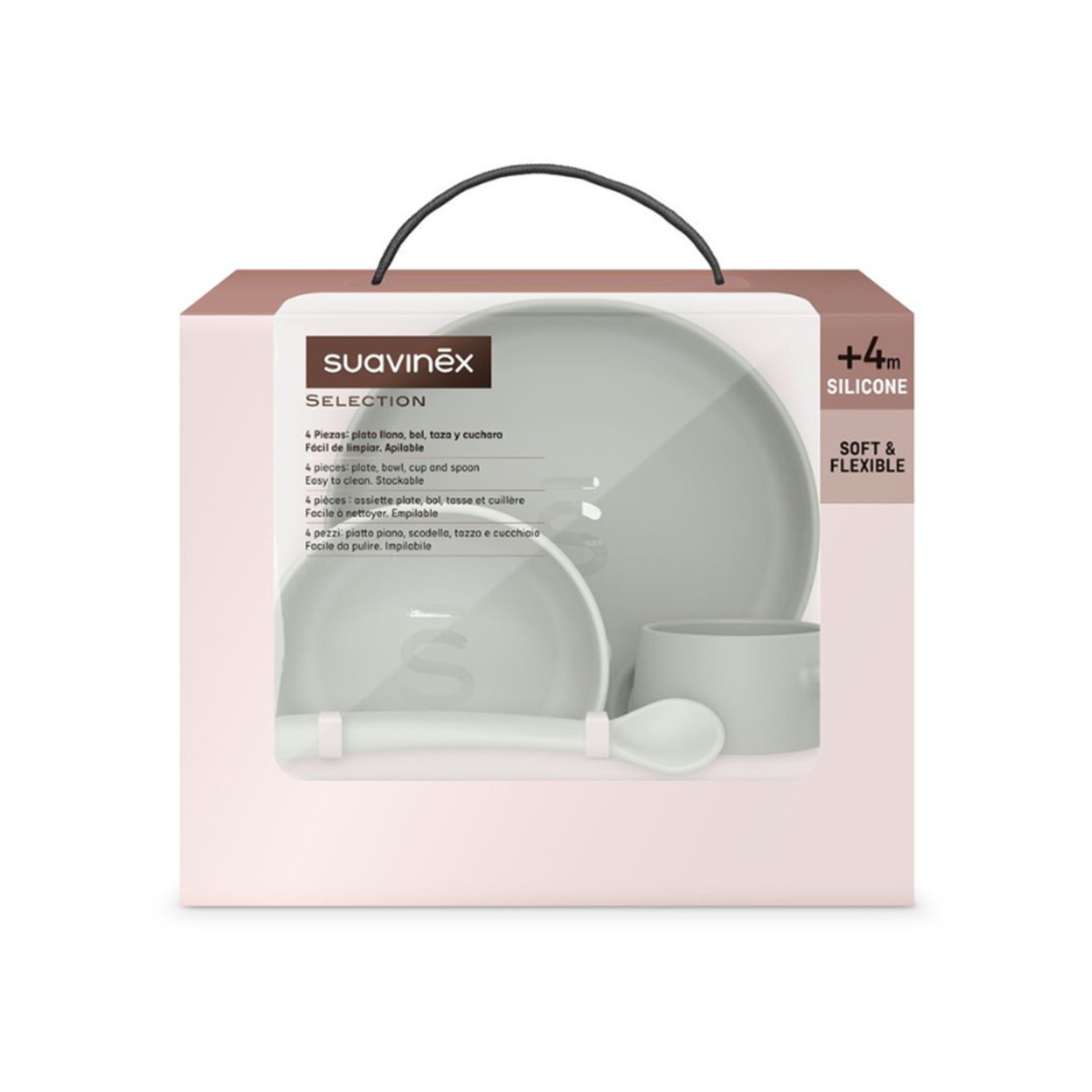 Suavinex Selection Soft & Flexible Silicone Feeding Set Green +4m