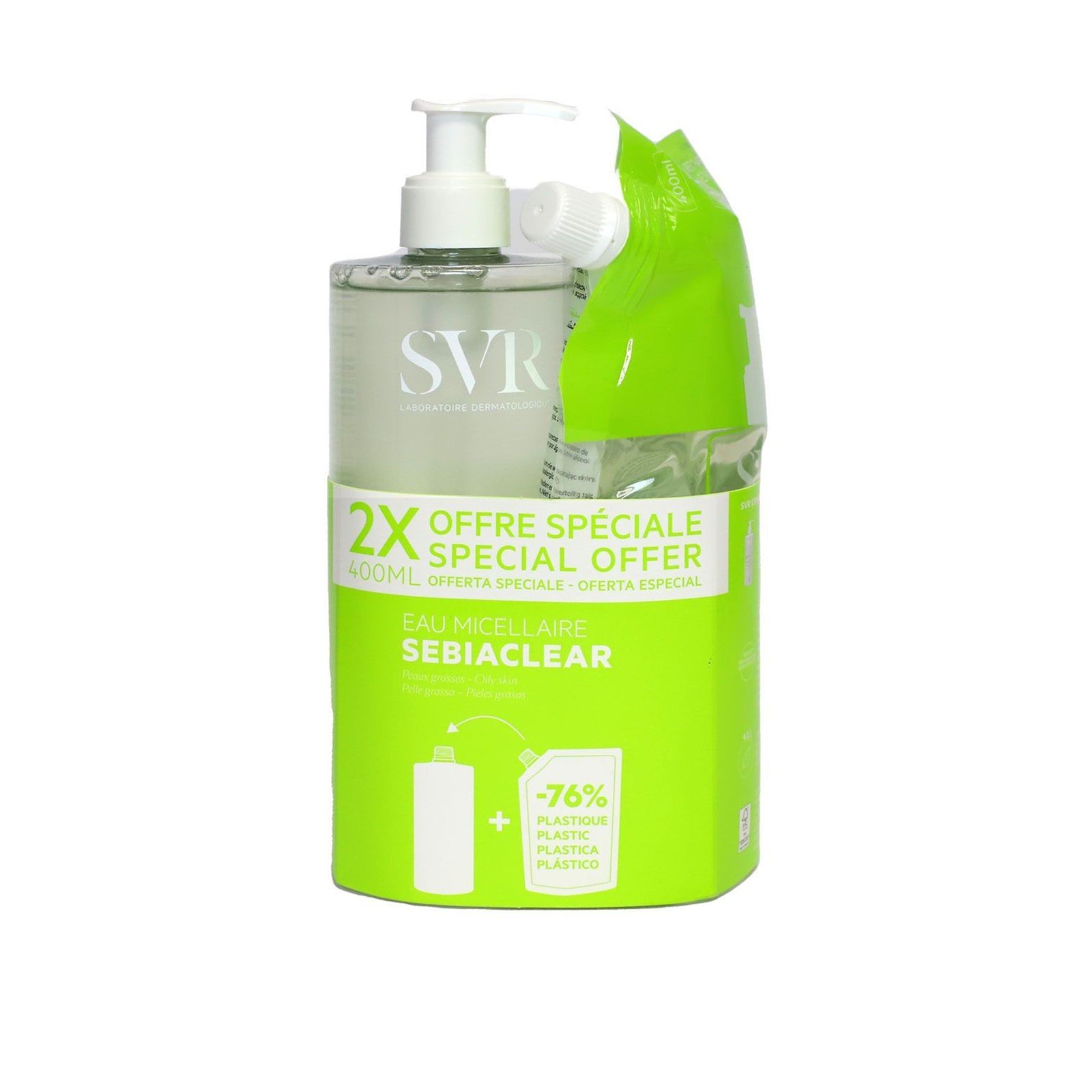 SVR Sebiaclear Purifying Cleansing Micellar Water 400ml + Eco Refill 400ml
