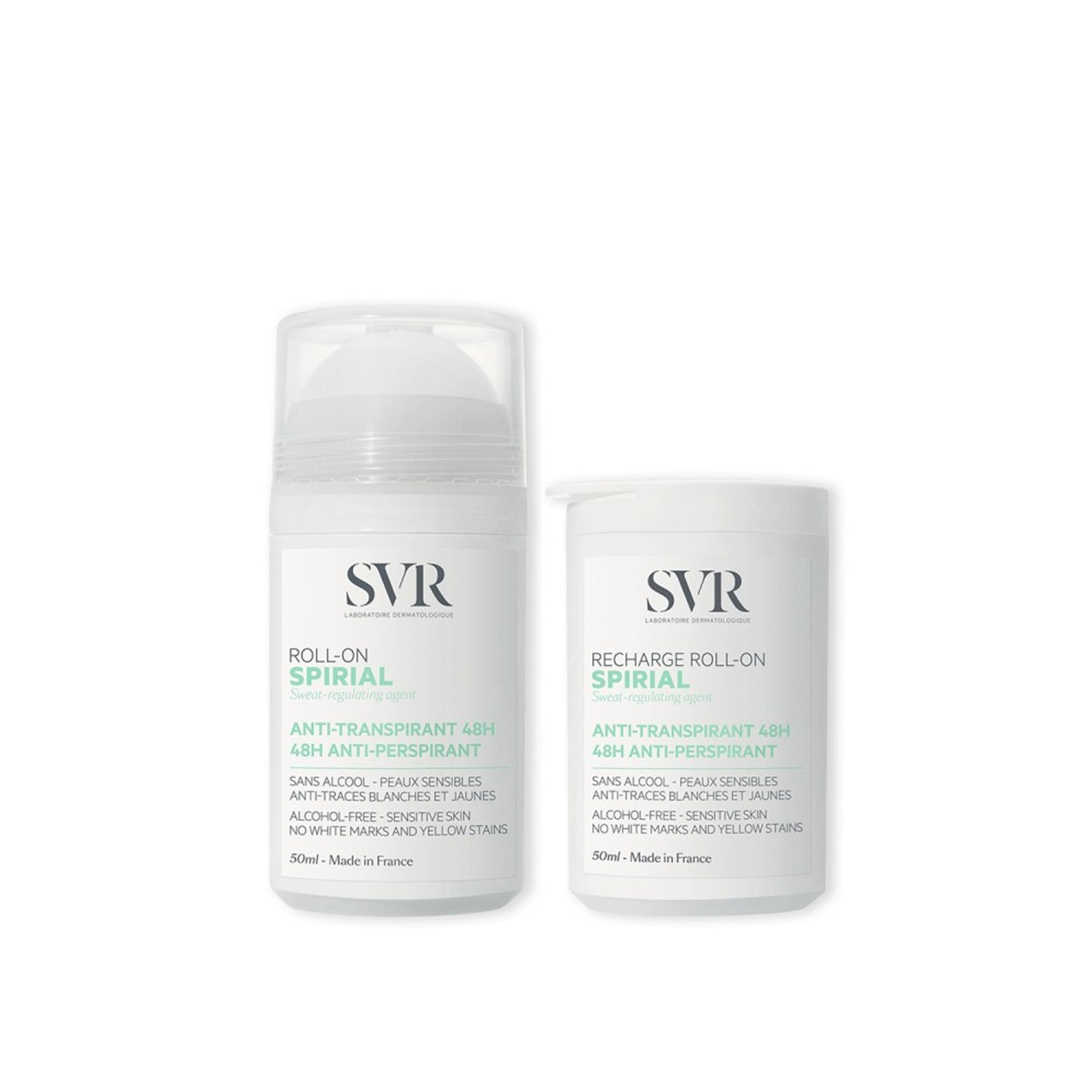 SVR Spirial Anti-Perspirant Deodorant Roll On 48h 50ml + Recharge 50ml (1.69+1.69fl oz)