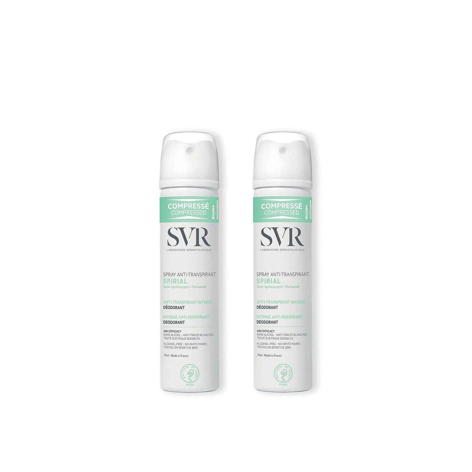 SVR Spirial Antiperspirant Deodorant Spray 75ml x2