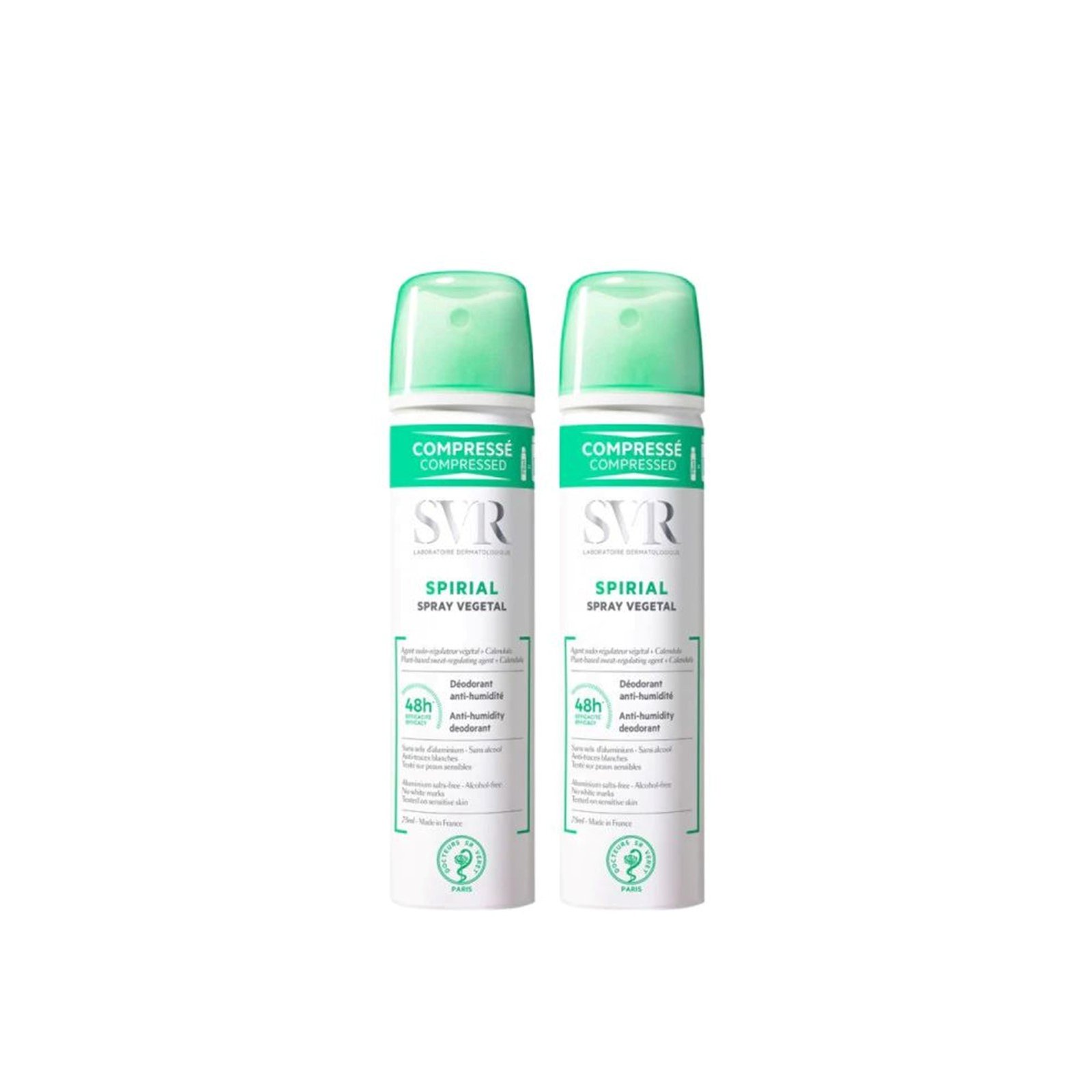 SVR Spirial 48h Vegetal Anti-Humidity Deodorant Spray 75ml x2 (2x2.54 fl oz)