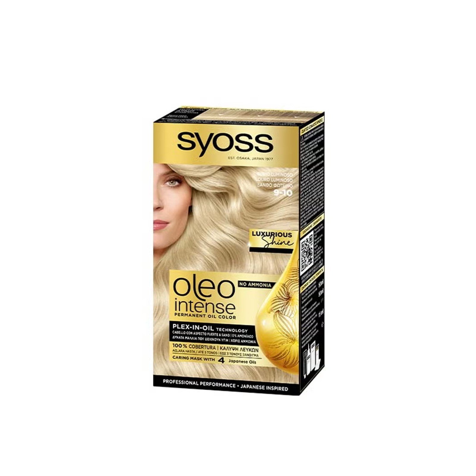 Syoss Oleo Intense Permanent Oil Color Permanent Hair Dye 9-10 Bright Blonde