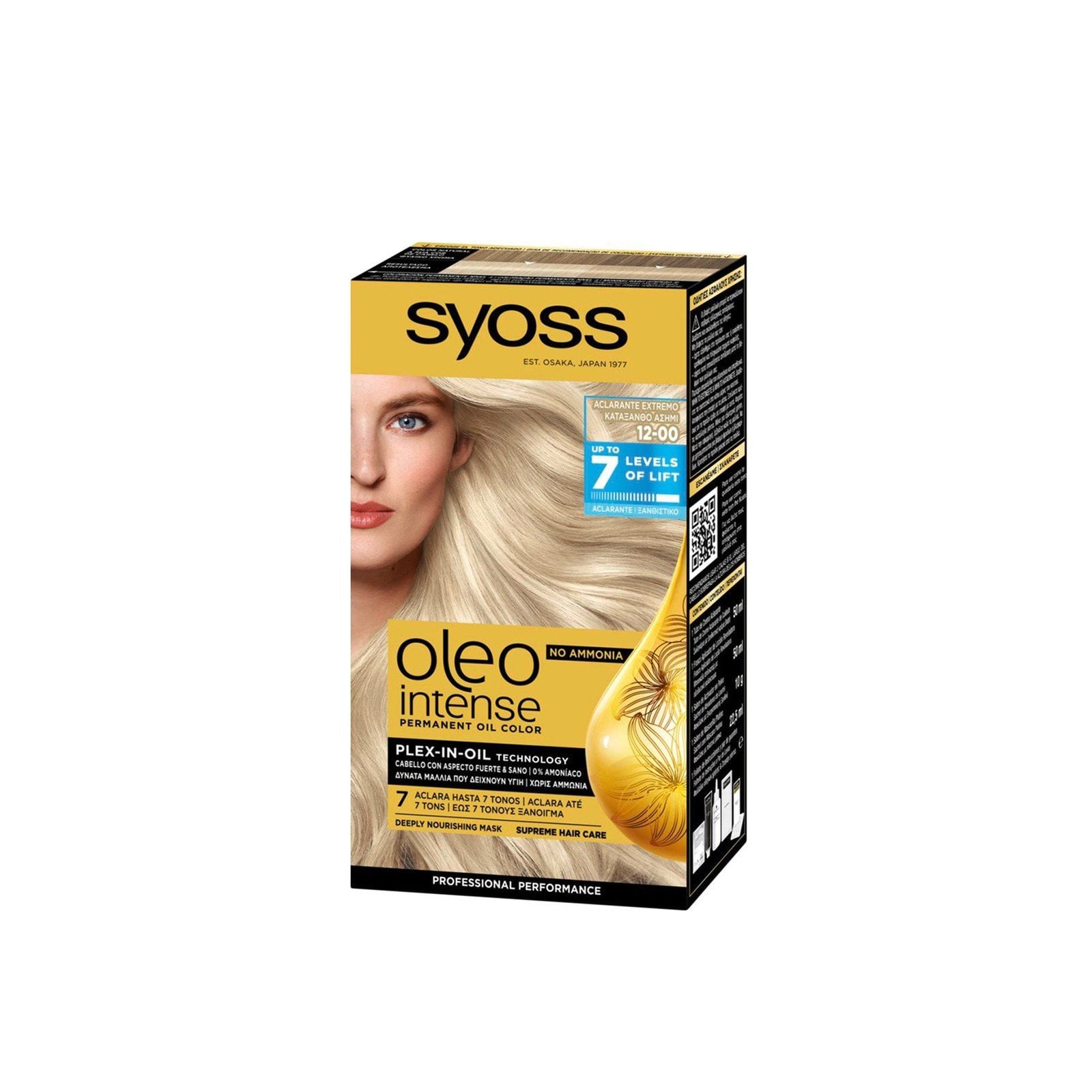 Syoss Oleo Intense Permanent Oil Color Permanent Hair Dye 12-00 Silver Blond