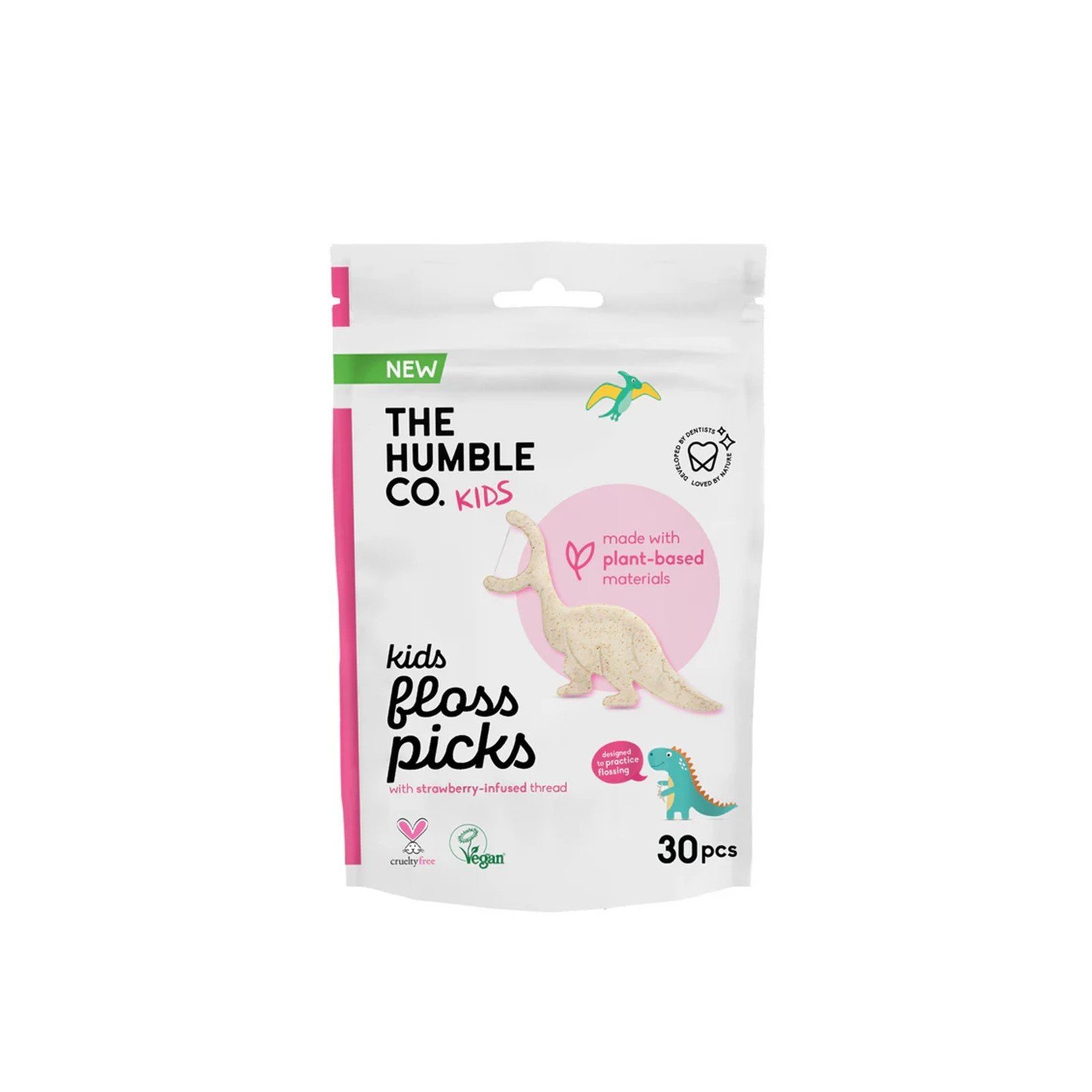 The Humble Co. Kids Floss Picks Strawberry-Infused x30