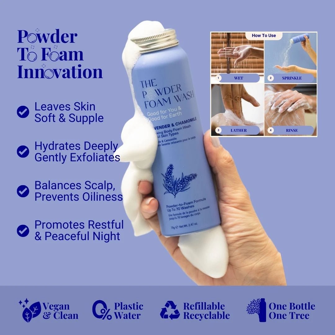 The Powder Shampoo Relaxing Body Foam Wash Lavender & Chamomile 70g