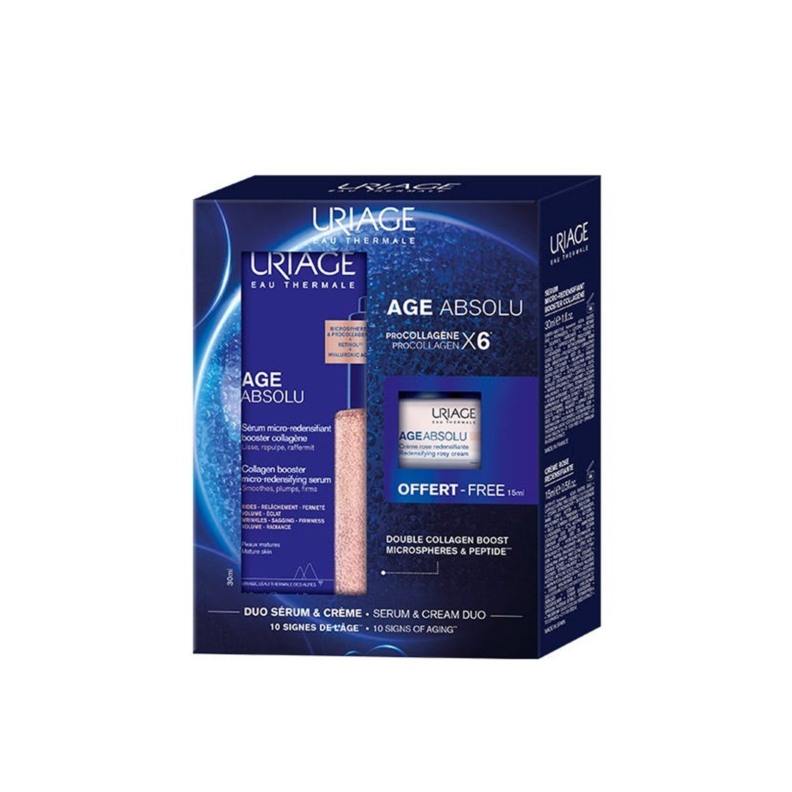 Uriage Age Absolu Collagen Booster Micro-Redensifying Serum 30ml + Redensifying Rosy Cream 15ml