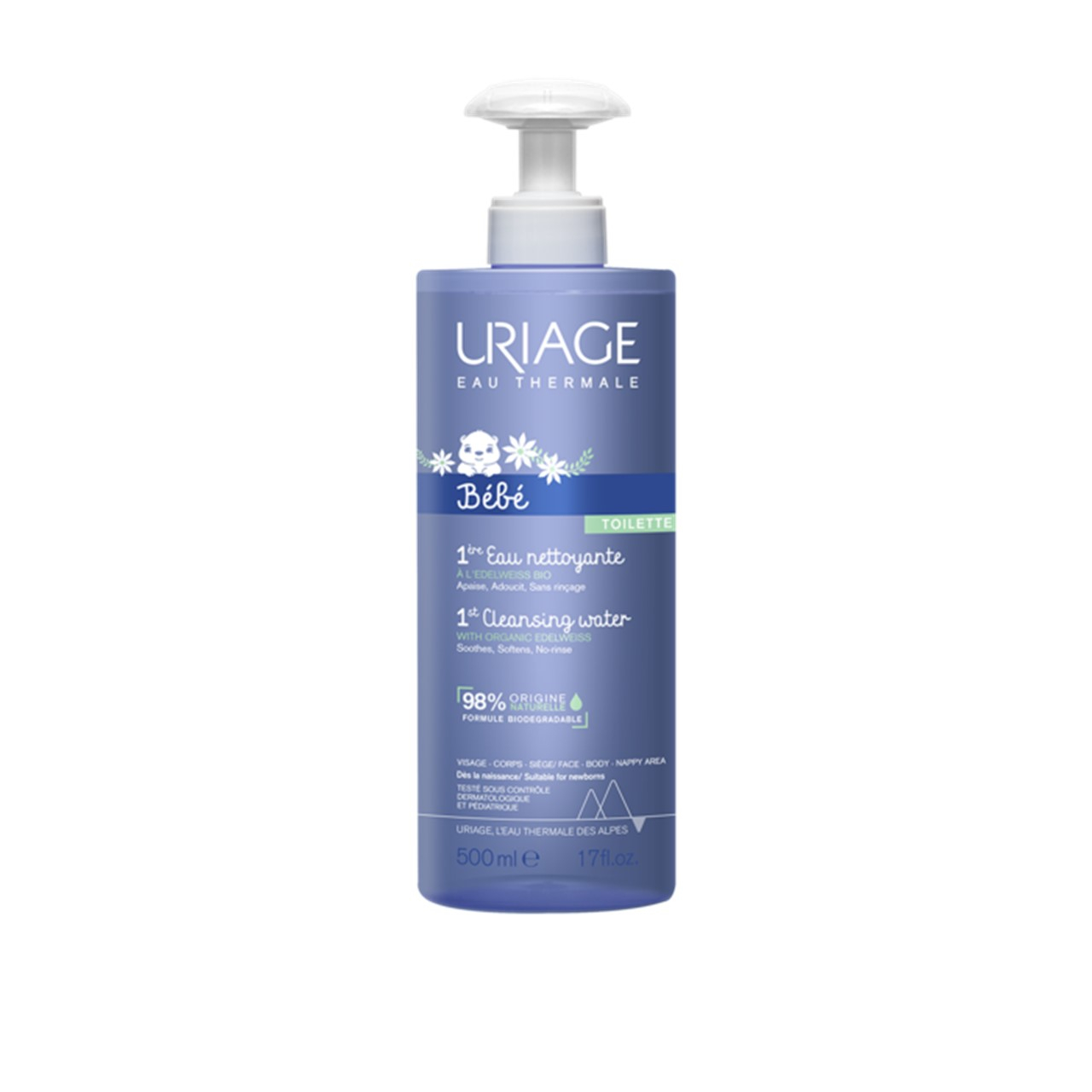 Uriage Baby Cleansing Water 1000 mL + OFFER NT compresses