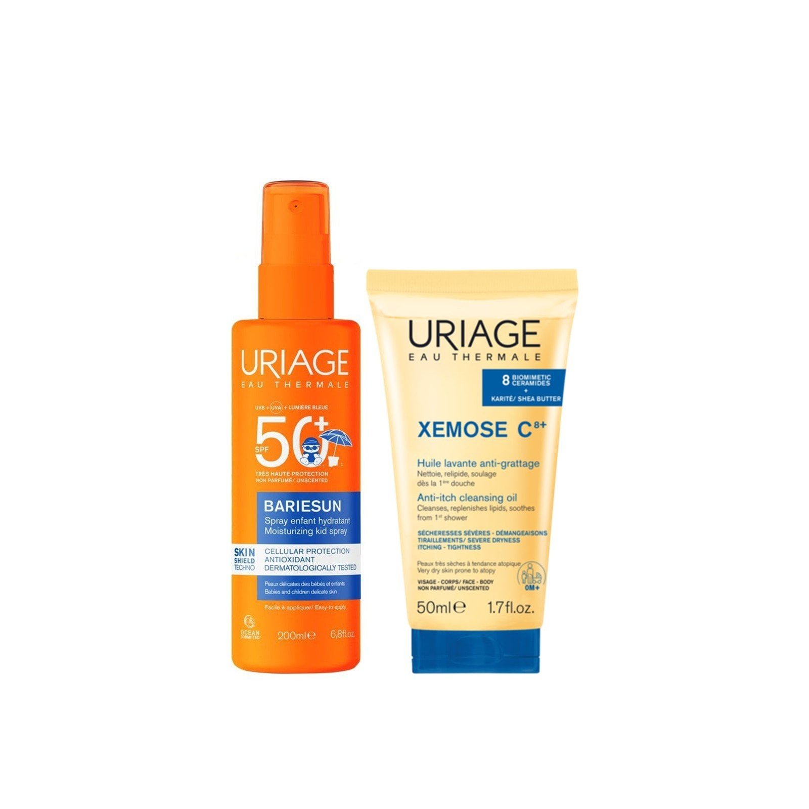 Uriage Bariesun Moisturizing Kid Spray 200ml + Xemose C8+ Anti-Itch Cleansing Oil 50ml
