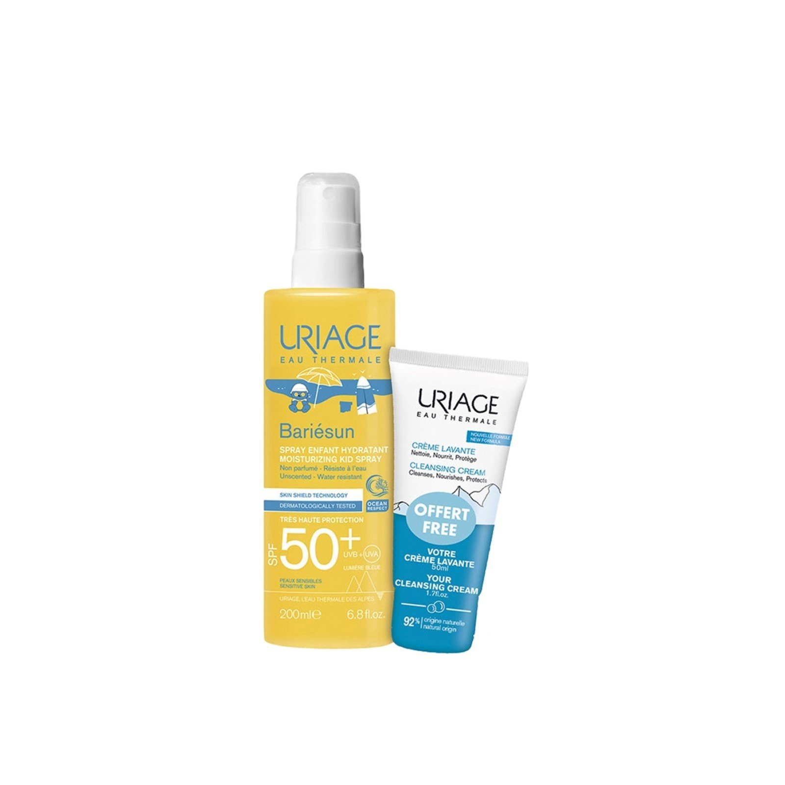 Uriage Bariésun Moisturizing Kid Spray SPF50+ 200ml + Cleansing Cream 50ml