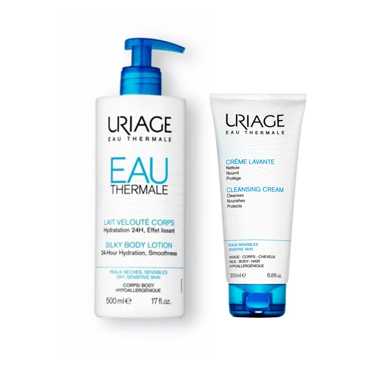 Uriage Eau Thermale Silky Body Lotion 500ml + Cleansing Cream 200ml