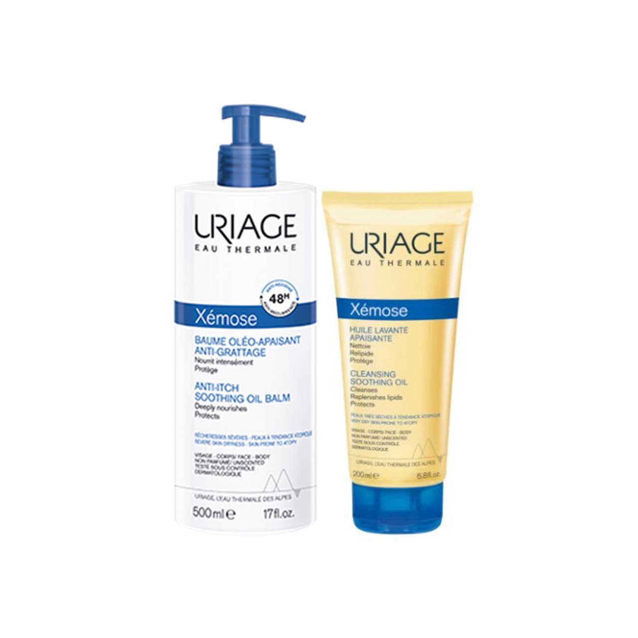 Uriage Xémose Anti-Itch Soothing Oil Balm 500ml + Cleansing Oil 200ml