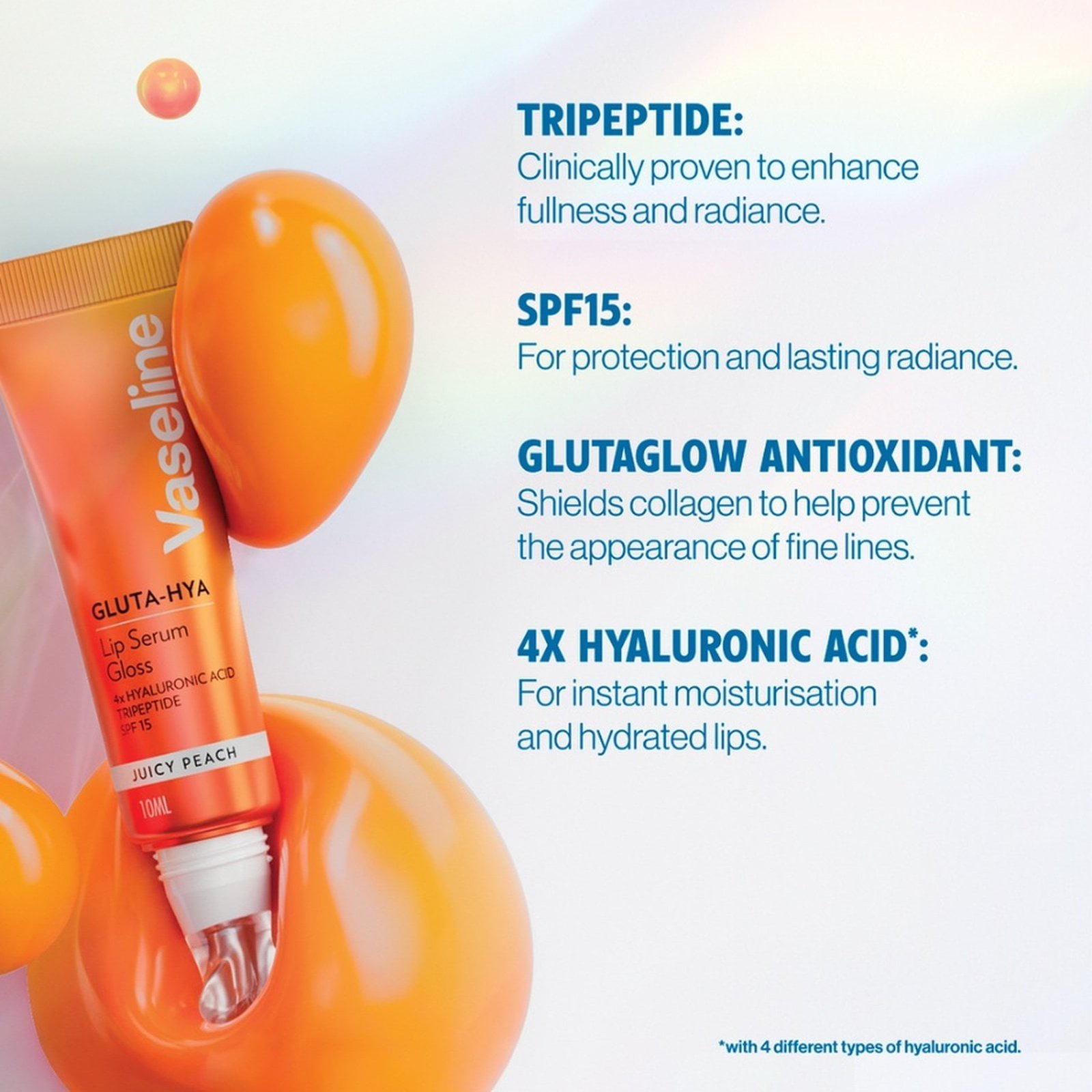 Vaseline Gluta-Hya Lip Serum Gloss SPF15 Juicy Peach 10ml