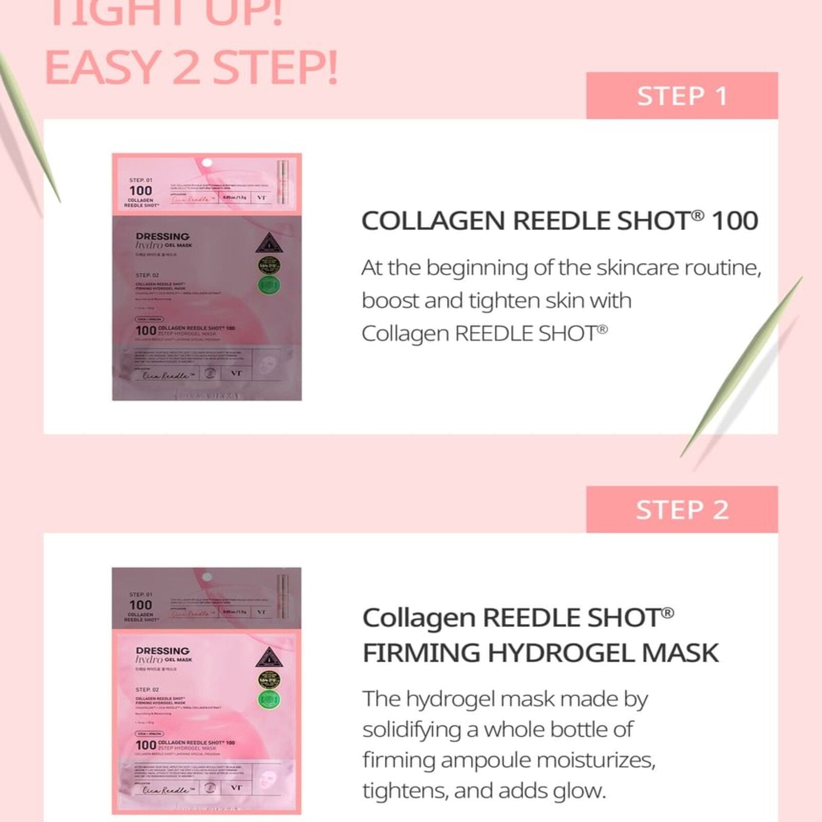 VT Cosmetics Collagen Reedle Shot 100 2Step Mask Firming Hydrogel Face Mask x1