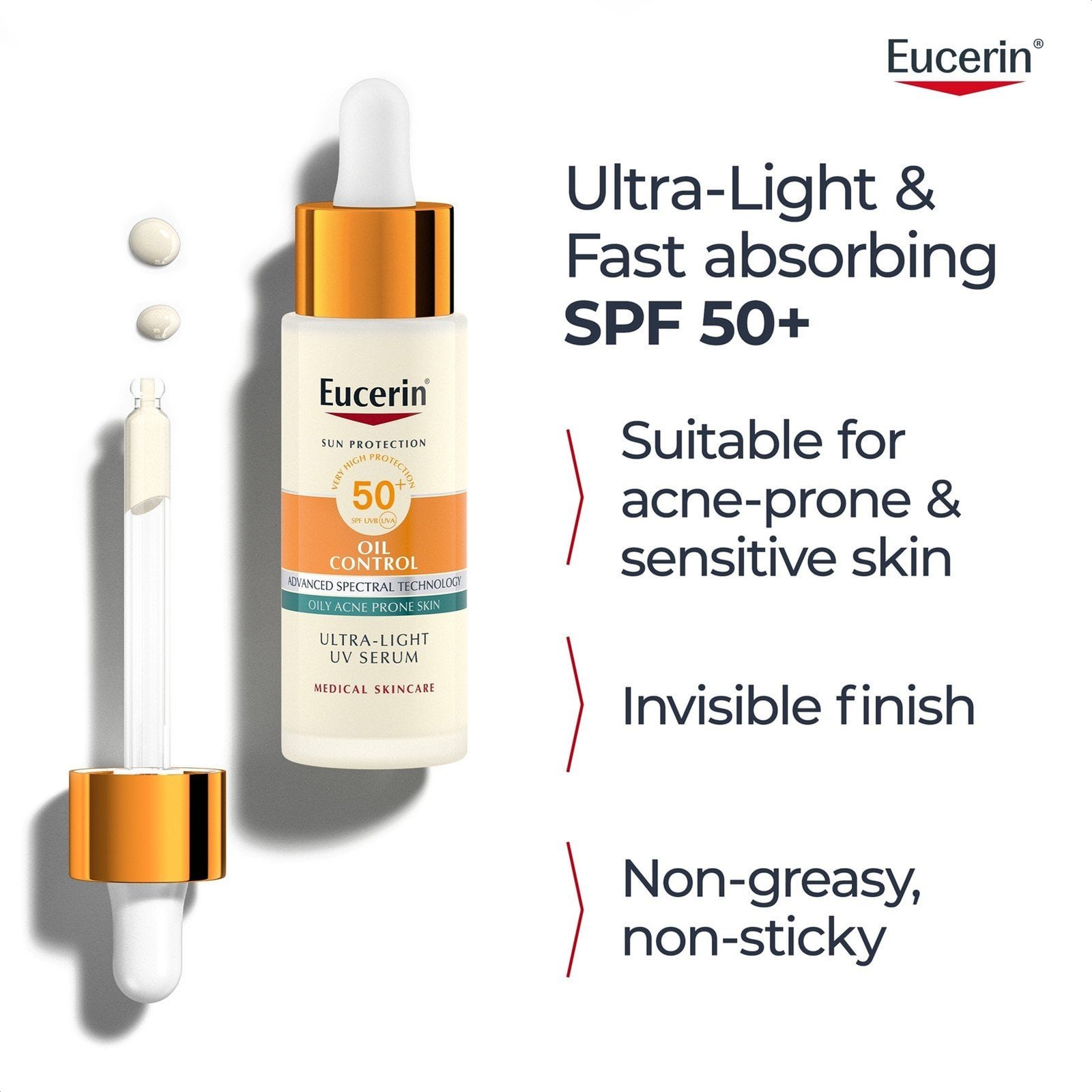 Eucerin Sun Oil Control Dry Touch Ultra-Light UV Serum Sunscreen SPF50