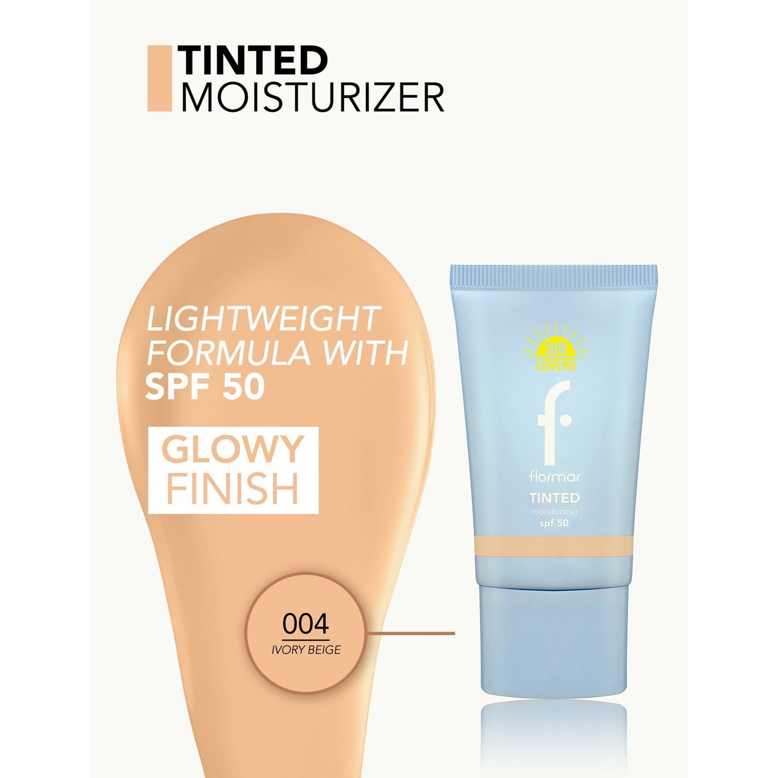 Flormar Sun Lovers Tinted Moisturizer SPF50 004 Ivory Beige 30ml 1floz 