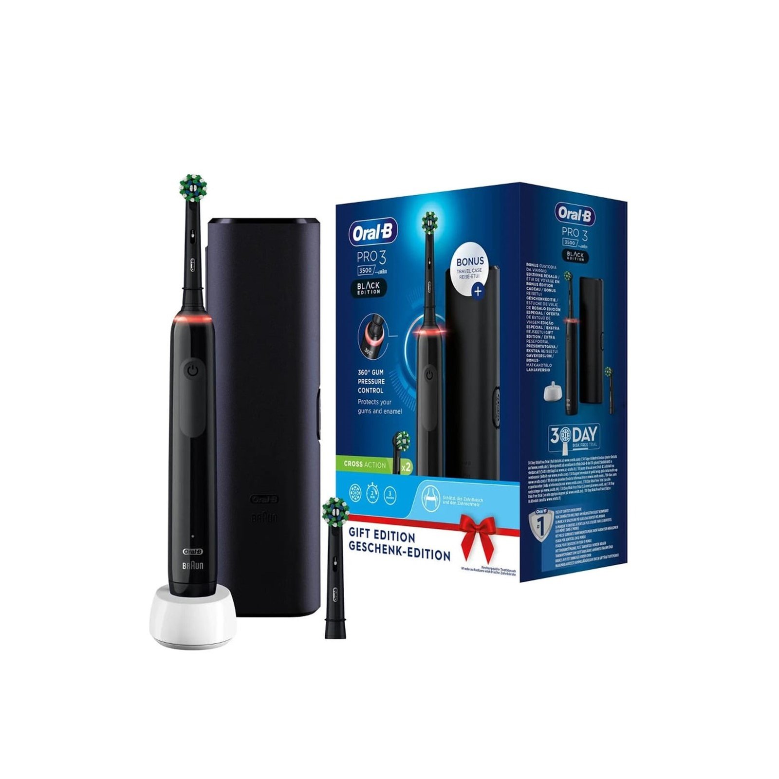 Oral-B Pro 3 3500 Black Edition Cross Action x2 Electric Toothbrush ...