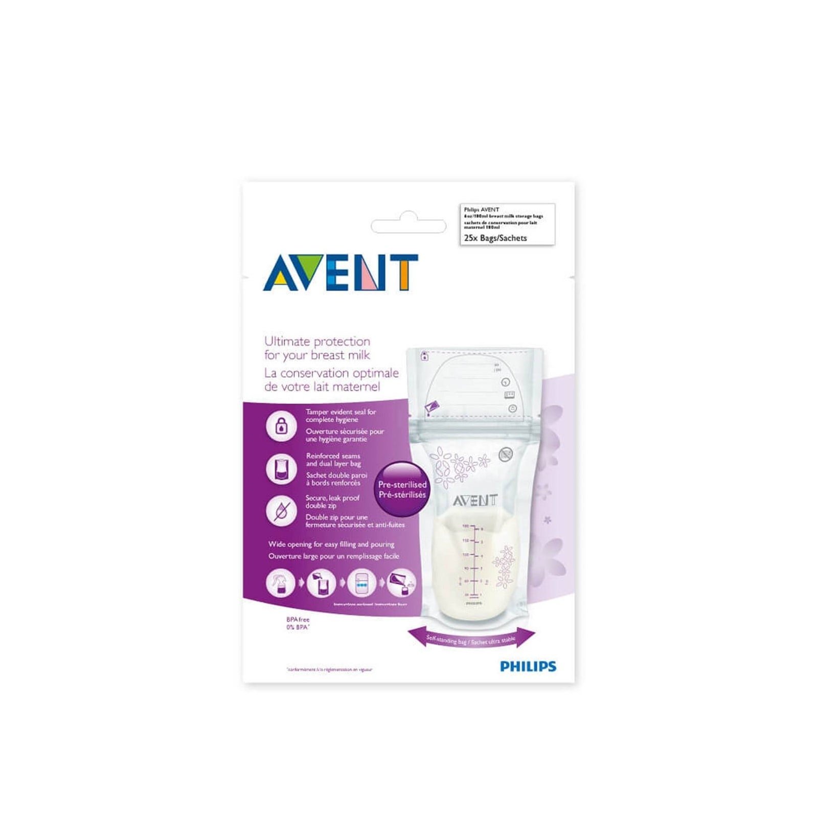 Buy Philips Avent Breast Milk Storage Bags 180ml x25 (6 oz) · USA