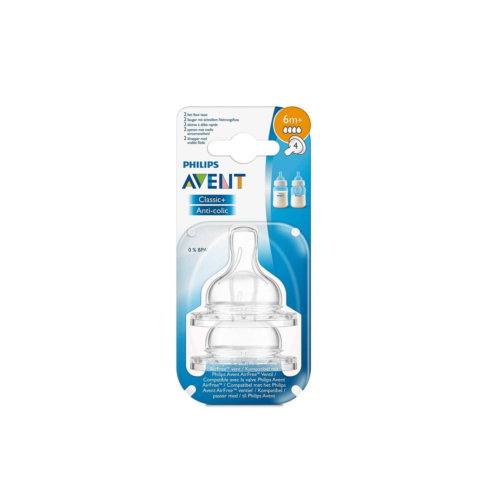 Buy Philips Avent Classic+ Baby Bottle Nipple Flow 4 6m+ x2 · USA