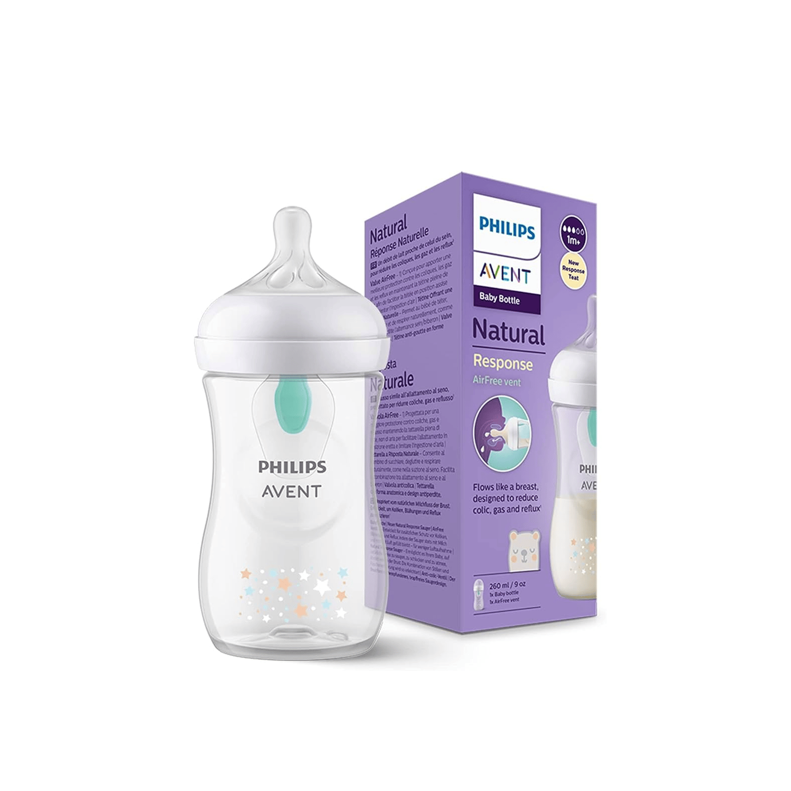 Buy Philips Avent Natural Response Airfree Vent Baby Bottle 1M+ Bear