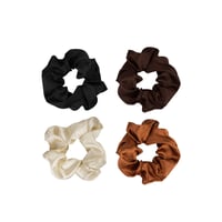 Brushworks Satin Scrunchies Natural x4