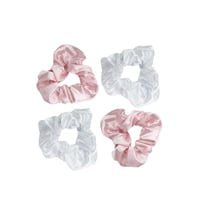 Brushworks Satin Scrunchies Pink/White x4