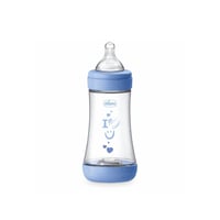 Chicco Perfect 5 Intui-Flow System Baby BPA-Free Plastic Bottle Medium Flow 2m+ Blue 240ml (8floz)