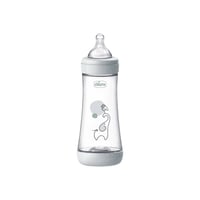 Chicco Perfect 5 Intui-Flow System Baby BPA-Free Plastic Bottle Fast Flow 4m+ Grey 300ml
