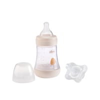 Chicco Perfect 5 Slow Flow Plastic Bottle Beige 150ml +  Physio Mini Soft Silicone Pacifier 0-2m