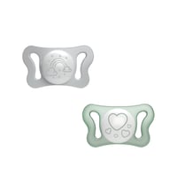 Chicco Physio Micrò Glow in the Dark Pacifier 0-2m Green/Grey x2