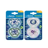 Dr. Brown's Advantage Glow in the Dark Pacifier 6-18m x2