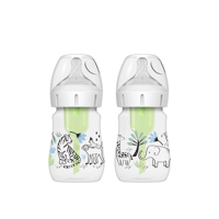 Dr. Brown’s Options+ Anti-Colic Wide-Neck BPA-Free Plastic Baby Bottle 0m+ Jungle 150ml x2