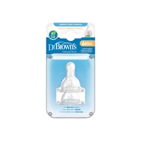 Dr. Brown's Medium-Fast Flow Narrow Baby Bottle Silicone Nipple 6m+ x2