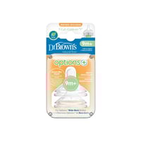 Dr. Brown's Options+ Fast Flow Y-Cut Wide-Neck BPA-Free Plastic Bottle Silicone Nipple 9m+ x2