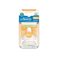 Dr. Brown's Options+ Medium-Fast Flow Wide-Neck Bottle Silicone Nipple 6m+ x2