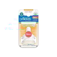 Dr. Brown's Options+ Slow Flow Wide-Neck Baby Bottle Silicone Nipple 0m+ x2