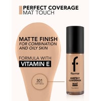 Flormar Perfect Coverage Mat Touch Foundation 301 Soft Beige 30ml