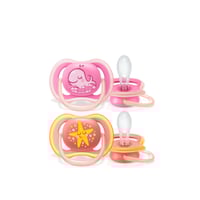 Philips Avent Ultra Air Animals Pacifier 6-18m Blue/Pink x2