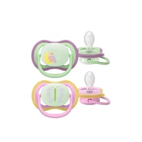 Philips Avent Ultra Air Night-Time Pacifier 6-18m Green/Pink x2