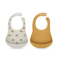 Suavinex Selection Soft & Flexible Silicone Bib Beige & Yellow +4m x2