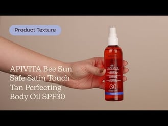 APIVITA Bee Sun Safe Satin Touch Tan Perfecting Body Oil SPF30 Texture | Care to Beauty