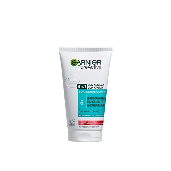 Garnier Pure Active 3-In-1 Clay Anti-Spot Wash Scrub Mask 150ml
